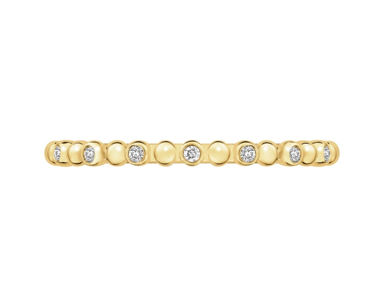 Pierścionek z żółtego złota z brylantami - 0,03 ct - próba 375