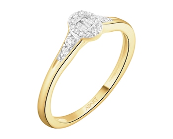 Pierścionek z żółtego złota z diamentami - 0,09 ct - próba 585