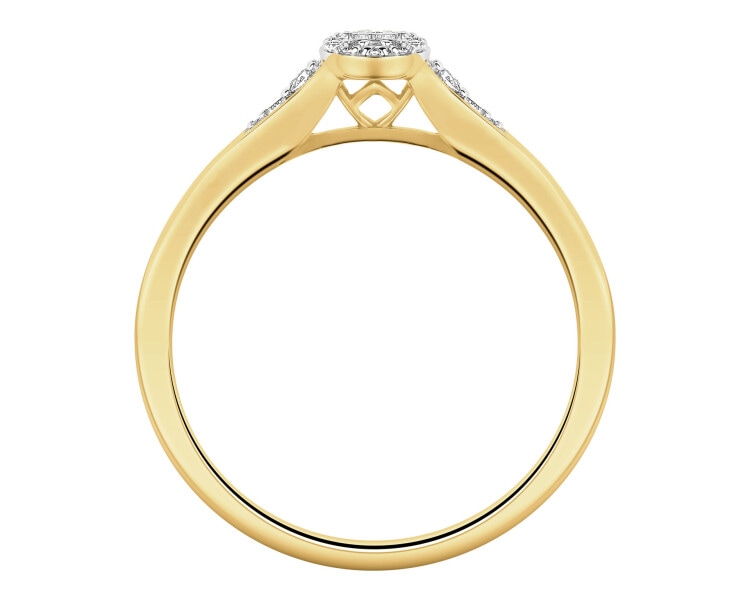 Pierścionek z żółtego złota z diamentami - 0,09 ct - próba 585
