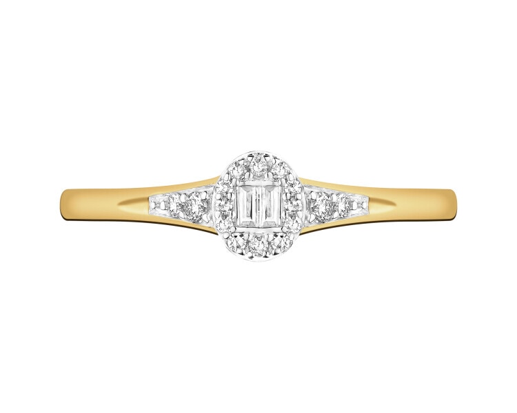 Pierścionek z żółtego złota z diamentami - 0,09 ct - próba 585