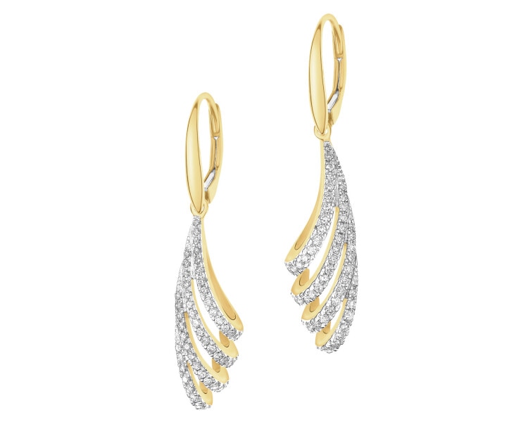Kolczyki z żółtego złota z brylantami - 0,46 ct - próba 585