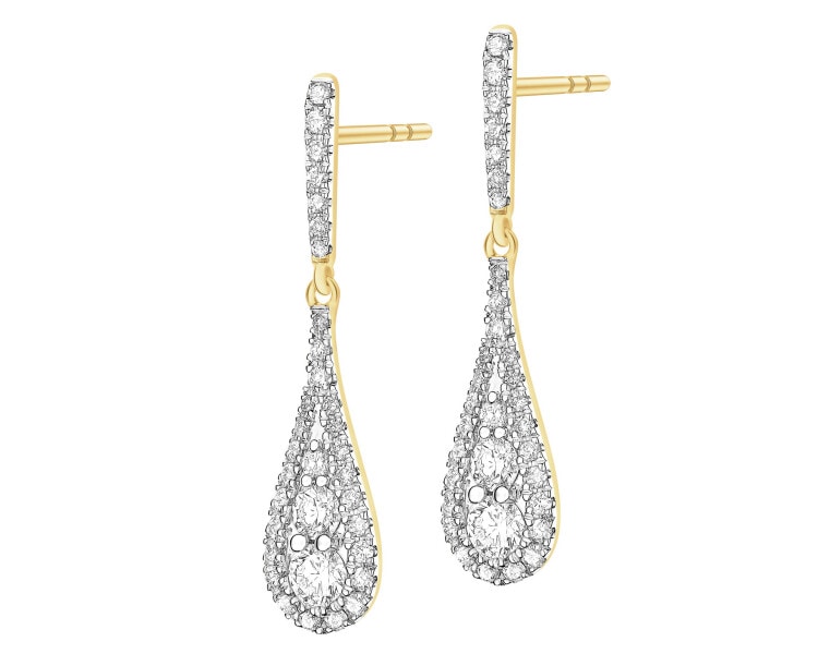 Kolczyki z żółtego złota z brylantami - 0,64 ct - próba 585