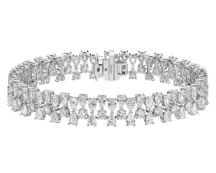 Bransoletka z białego złota z diamentami - 11,72 ct - próba 750