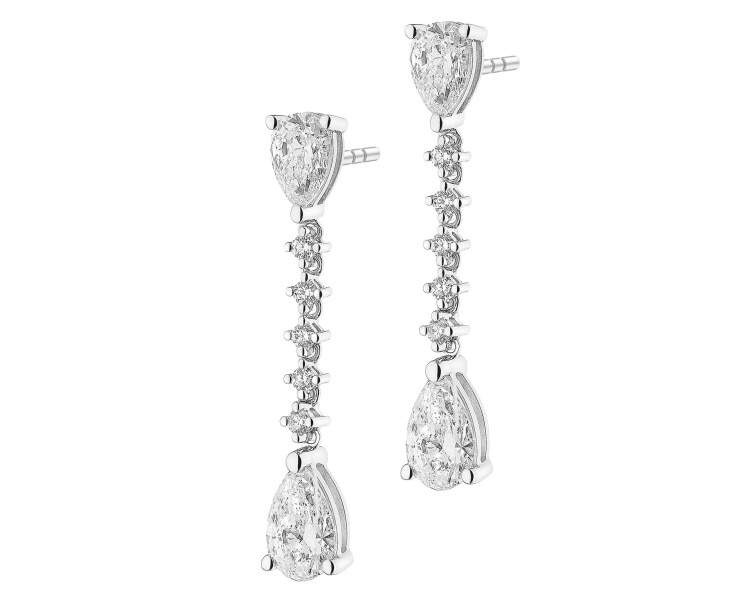 Kolczyki z białego złota z diamentami - 1,74 ct - próba 750