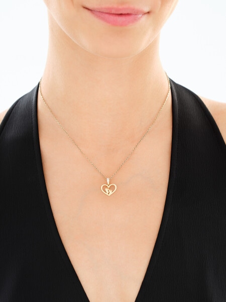 Zawieszka z żółtego złota z diamentem - serce, stópki - 0,005 ct - próba 375
