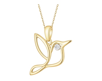 Zawieszka z żółtego z brylantem - koliber - 0,008 ct - próba 375