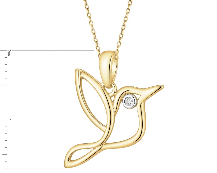 Zawieszka z żółtego z brylantem - koliber - 0,008 ct - próba 375