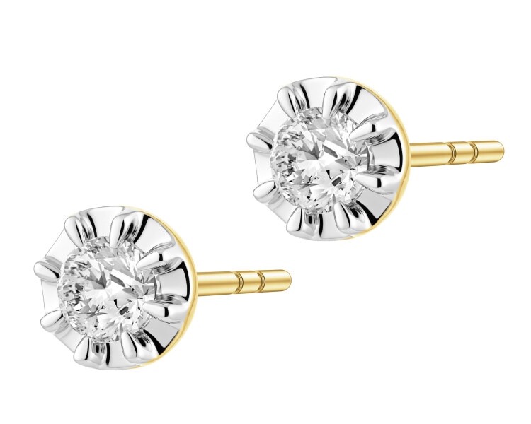 Kolczyki z żółtego złota z brylantami - 0,26 ct - próba 585