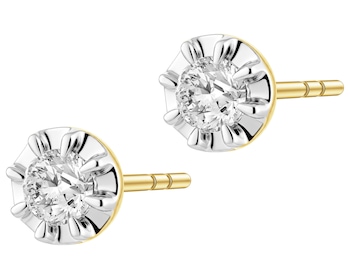 Kolczyki z żółtego złota z brylantami - 0,26 ct - próba 585
