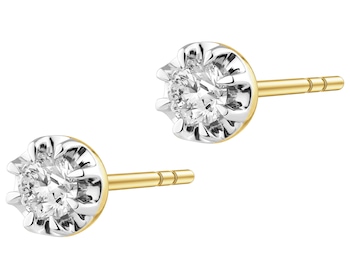 Kolczyki z żółtego złota z brylantami - 0,16 ct - próba 585