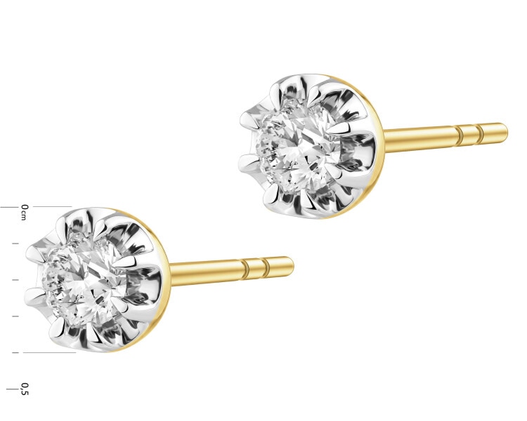 Zlaté náušnice s brilianty - 0,16 ct - ryzost 585