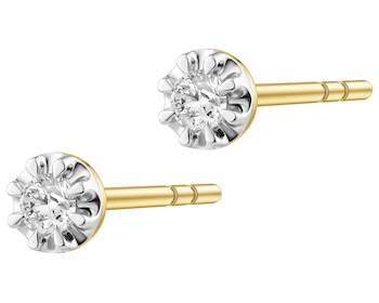 Kolczyki z żółtego złota z brylantami - 0,06 ct - próba 585