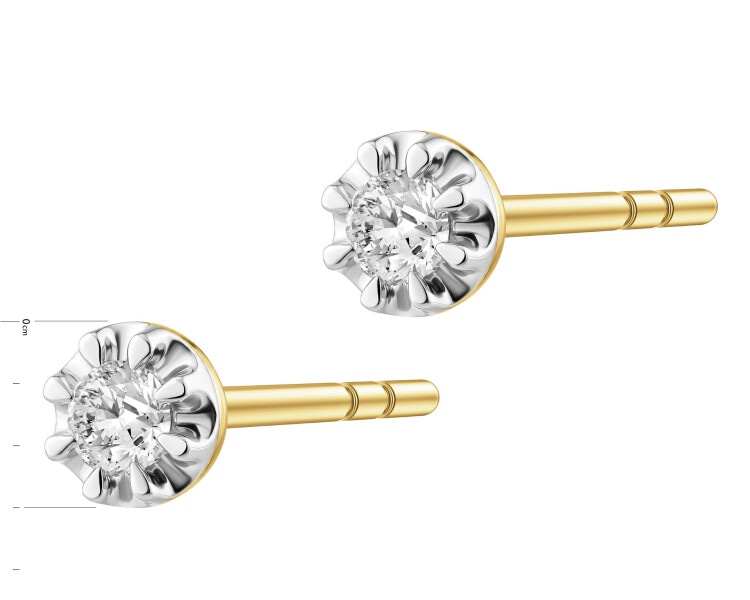 Zlaté náušnice s brilianty - 0,06 ct - ryzost 585