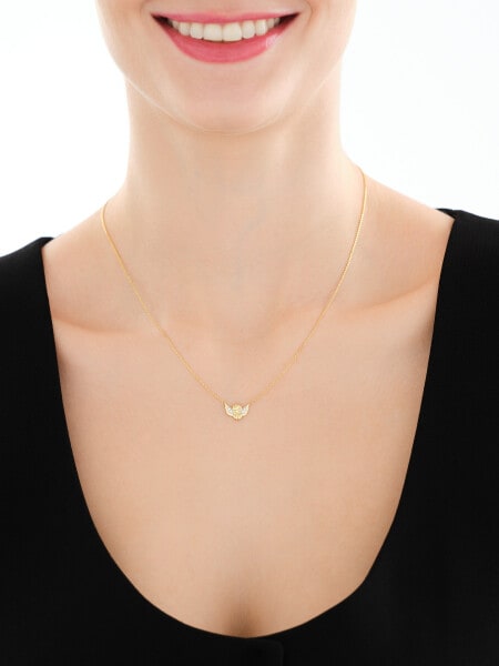 Naszyjnik z żółtego złota z diamentami - aniołek - 0,02 ct - próba 375