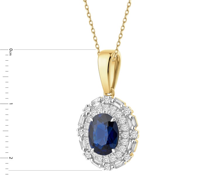 Zlatý přívěsek s diamanty a safírem - ryzost 585