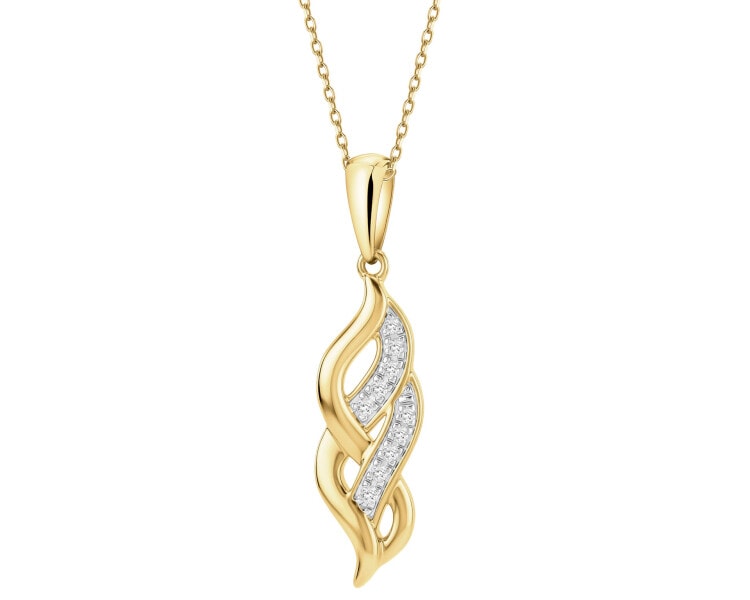 Zawieszka z żółtego złota z diamentami - 0,04 ct - próba 585