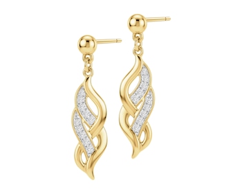 Kolczyki z żółtego złota z diamentami - 0,05 ct - próba 585