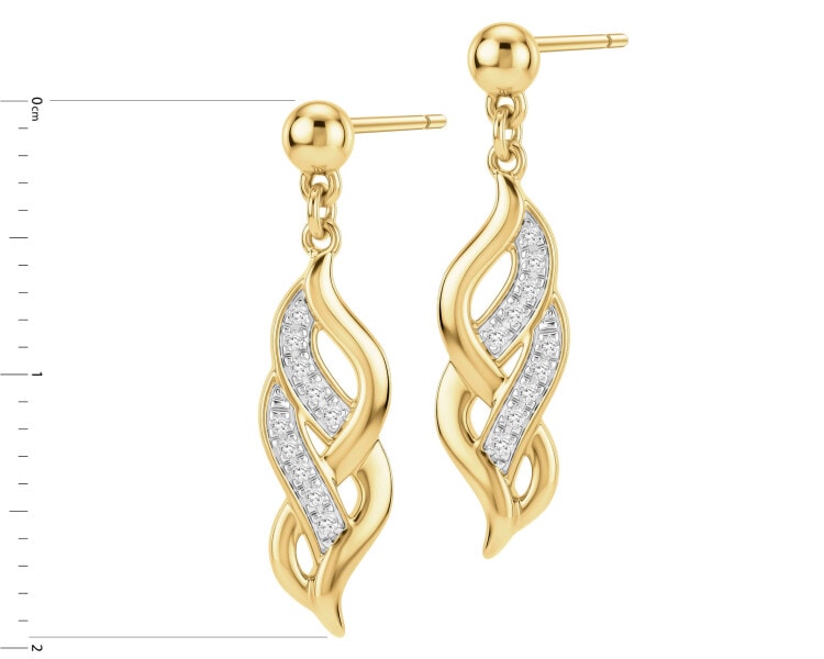 Zlaté náušnice s diamanty - 0,05 ct - ryzost 585