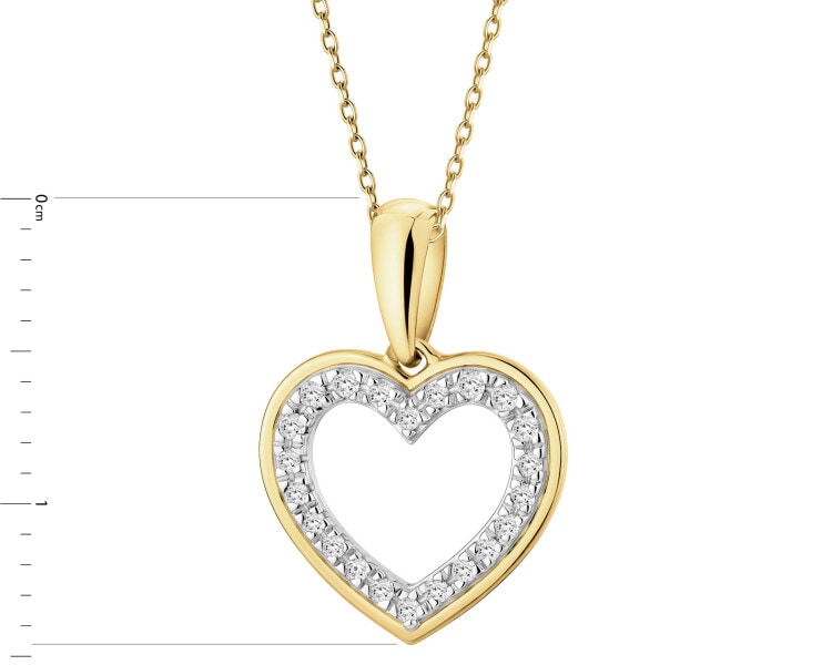 Zlatý přívěsek s diamanty - srdce - 0,05 ct - ryzost 585