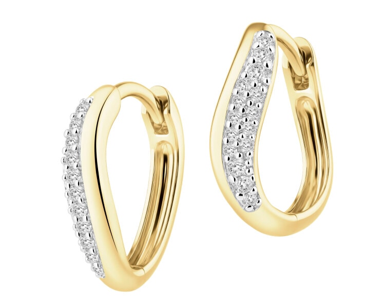 Kolczyki z żółtego złota z diamentami - koła - 0,13 ct - próba 585