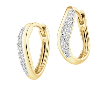 Kolczyki z żółtego złota z diamentami - koła - 0,13 ct - próba 585