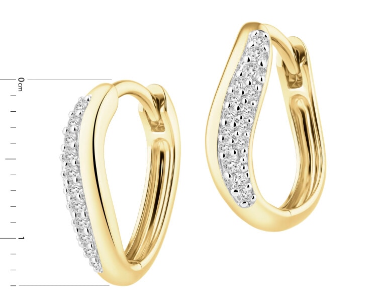 Zlaté náušnice s diamanty - kroužky - 0,13 ct - ryzost 585