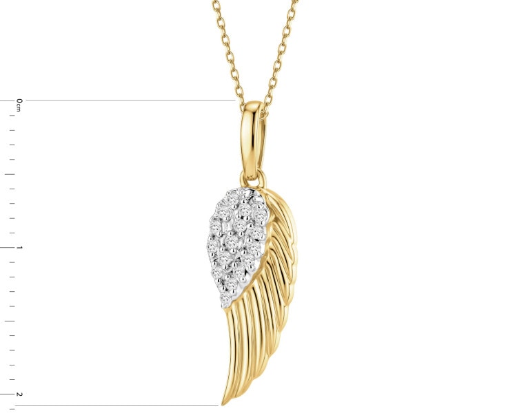 Zlatý přívěsek s diamanty - křídlo - 0,05 ct - ryzost 585