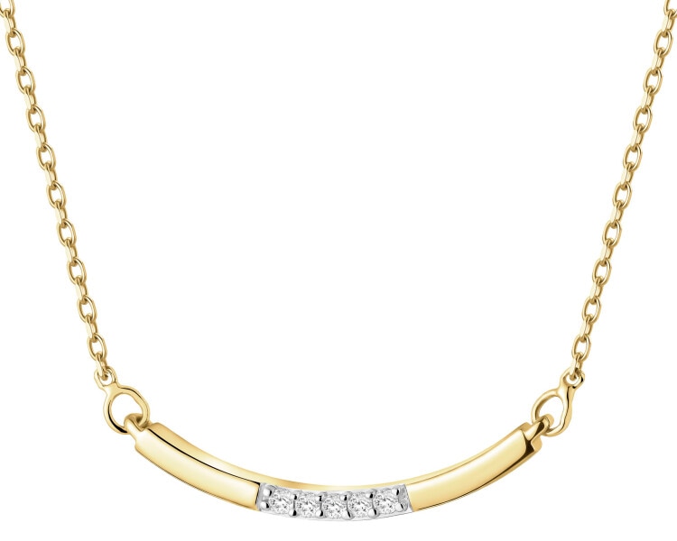 Naszyjnik z żółtego z brylantami - 0,02 ct - próba 375