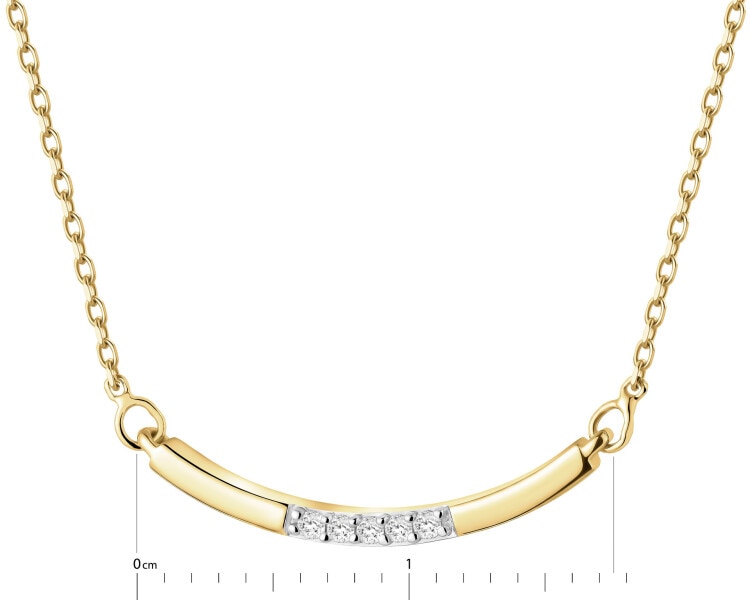 Naszyjnik z żółtego z brylantami - 0,02 ct - próba 375