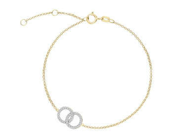 Bransoletki z żółtego złota z diamentami - koła - 0,09 ct - próba 585