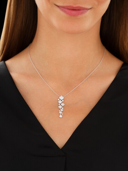 Naszyjnik z białego złota z diamentami - 1,47 ct - próba 585
