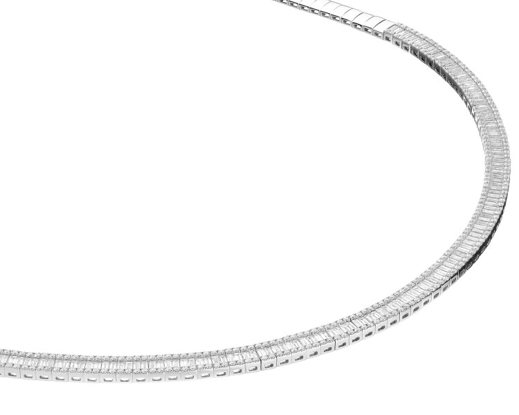 Naszyjnik z białego złota diamentami - 6,59 ct - próba 750