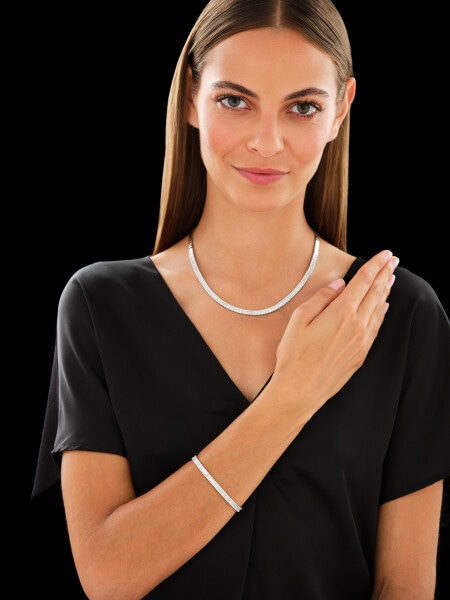 Naszyjnik z białego złota diamentami - 6,59 ct - próba 750
