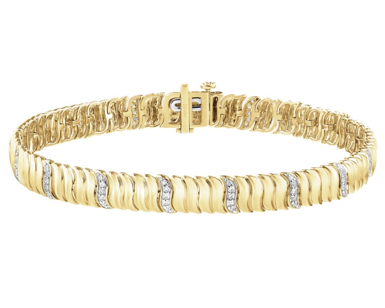 Bransoletka z żółtego złota z diamentami - 18 cm - 0,35 ct - próba 585
