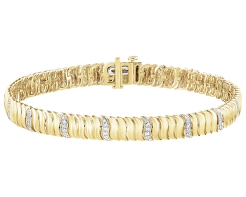 Bransoletka z żółtego złota z diamentami - 18 cm - 0,35 ct - próba 585