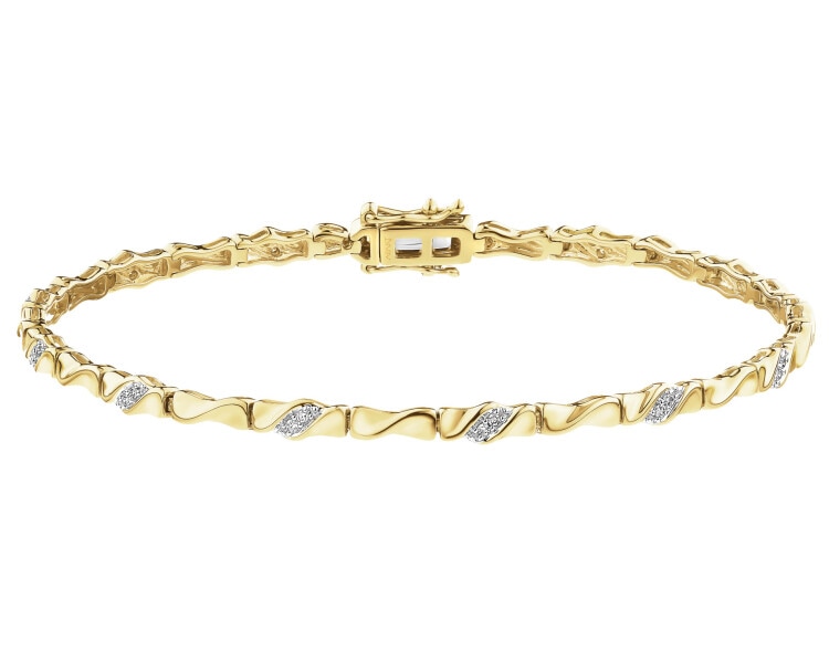 Bransoletka z żółtego złota z diamentami - 19 cm - 0,10 ct - próba 585