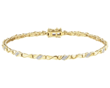 Bransoletka z żółtego złota z diamentami - 19 cm - 0,10 ct - próba 585