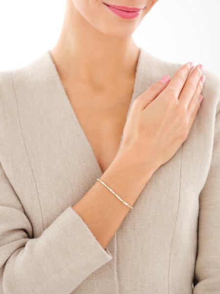 Bransoletka z żółtego złota z diamentami - 19 cm - 0,10 ct - próba 585
