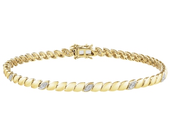 Bransoletka z żółtego złota z diamentami - 19 cm - 0,15 ct - próba 585