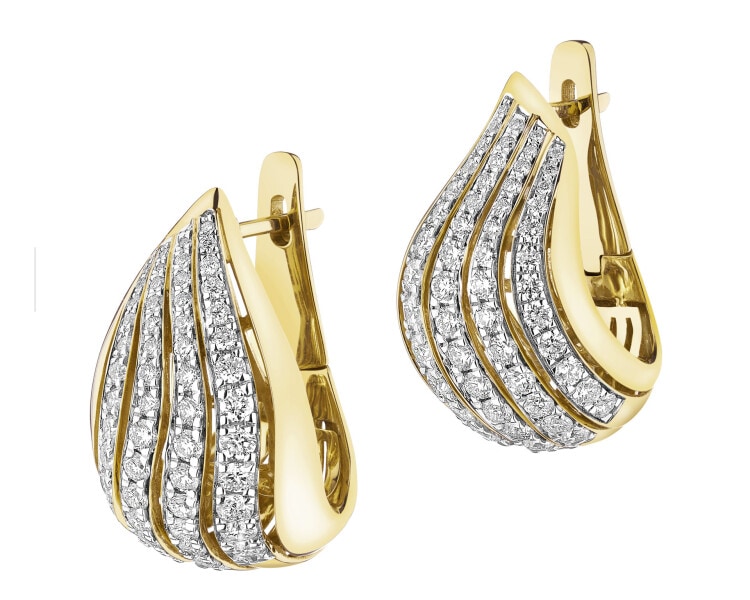 Kolczyki z żółtego złota z brylantami - 1,66 ct - próba 585