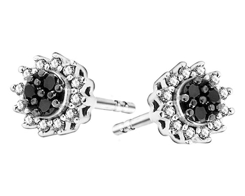 White gold earrings with diamonds 0,13 ct - fineness 14 K