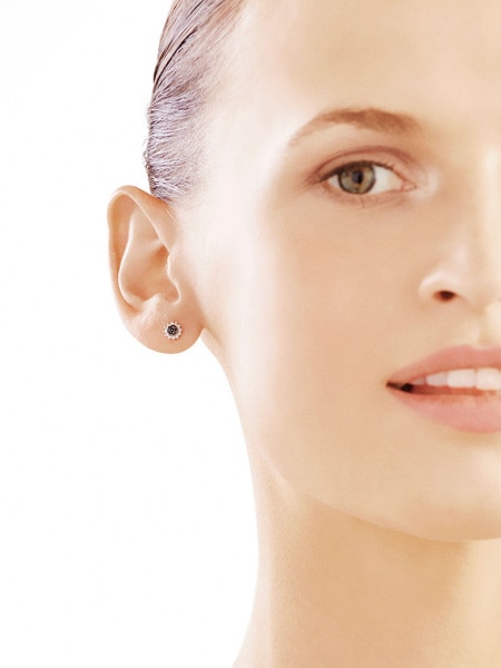 White gold earrings with diamonds - fineness 14 K