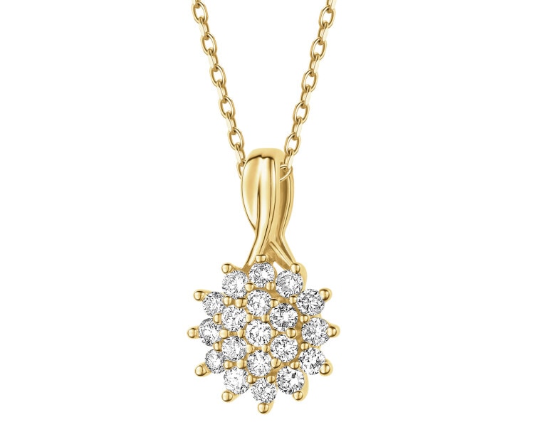 Zawieszka z żółtego złota z brylantami - 0,21 ct - próba 585