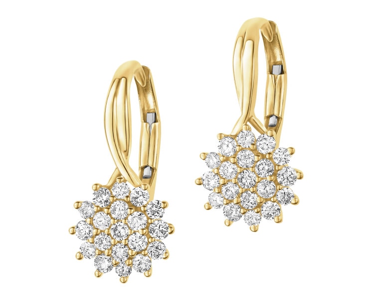 Kolczyki z żółtego złota z brylantami - 0,33 ct - próba 585