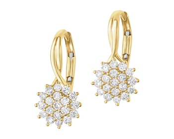 Kolczyki z żółtego złota z brylantami - 0,33 ct - próba 585