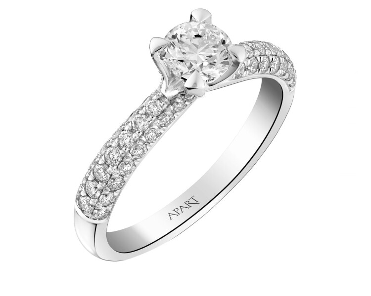 Pierścionek z białego złota z brylantami - 0,90 ct - próba 585