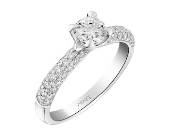 Pierścionek z białego złota z brylantami - 0,90 ct - próba 585