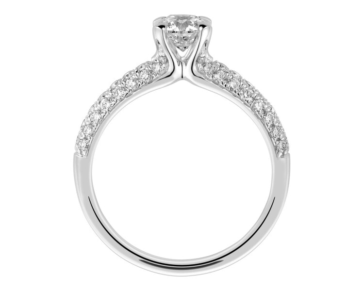 Pierścionek z białego złota z brylantami - 0,90 ct - próba 585