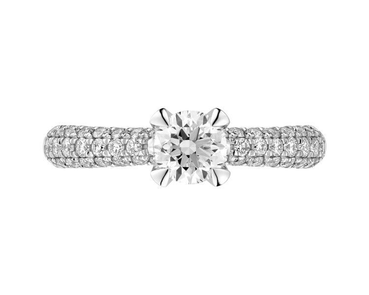 Pierścionek z białego złota z brylantami - 0,90 ct - próba 585