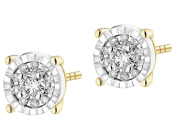 Kolczyki z żółtego i białego złota z brylantami - 0,15 ct - próba 585